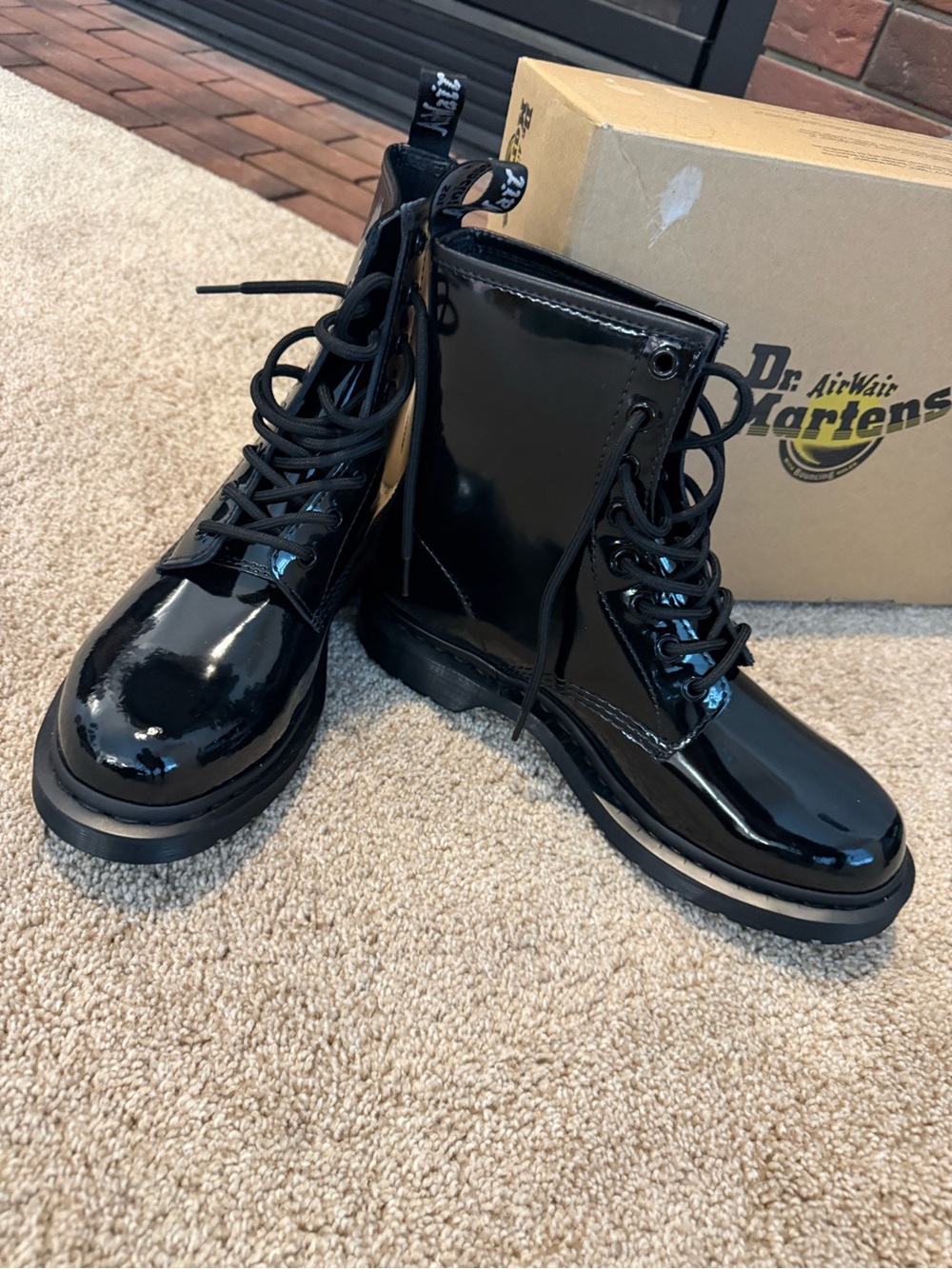 NEW in original box: Dr. Martens Black Patent 1460-Inspired Lace-Up Boots